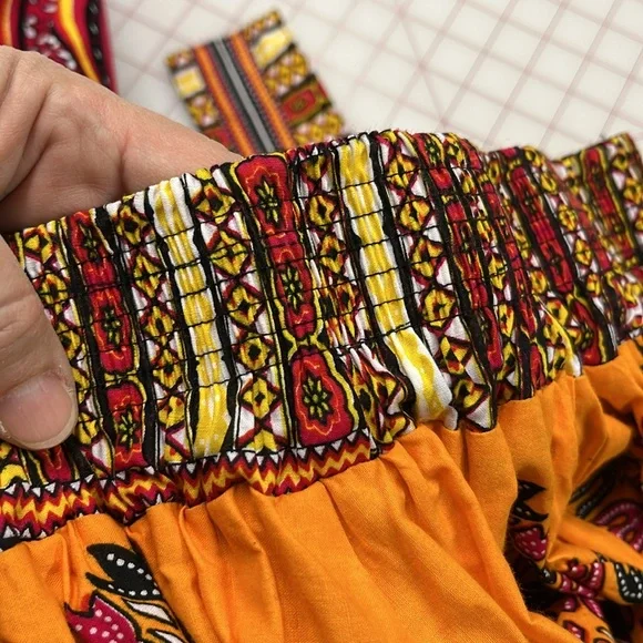 SB FASHION Dashiki African Ethnic Print Cotton Elastic Waist Self Tie Maxi M-O/S - Picture 13 of 16